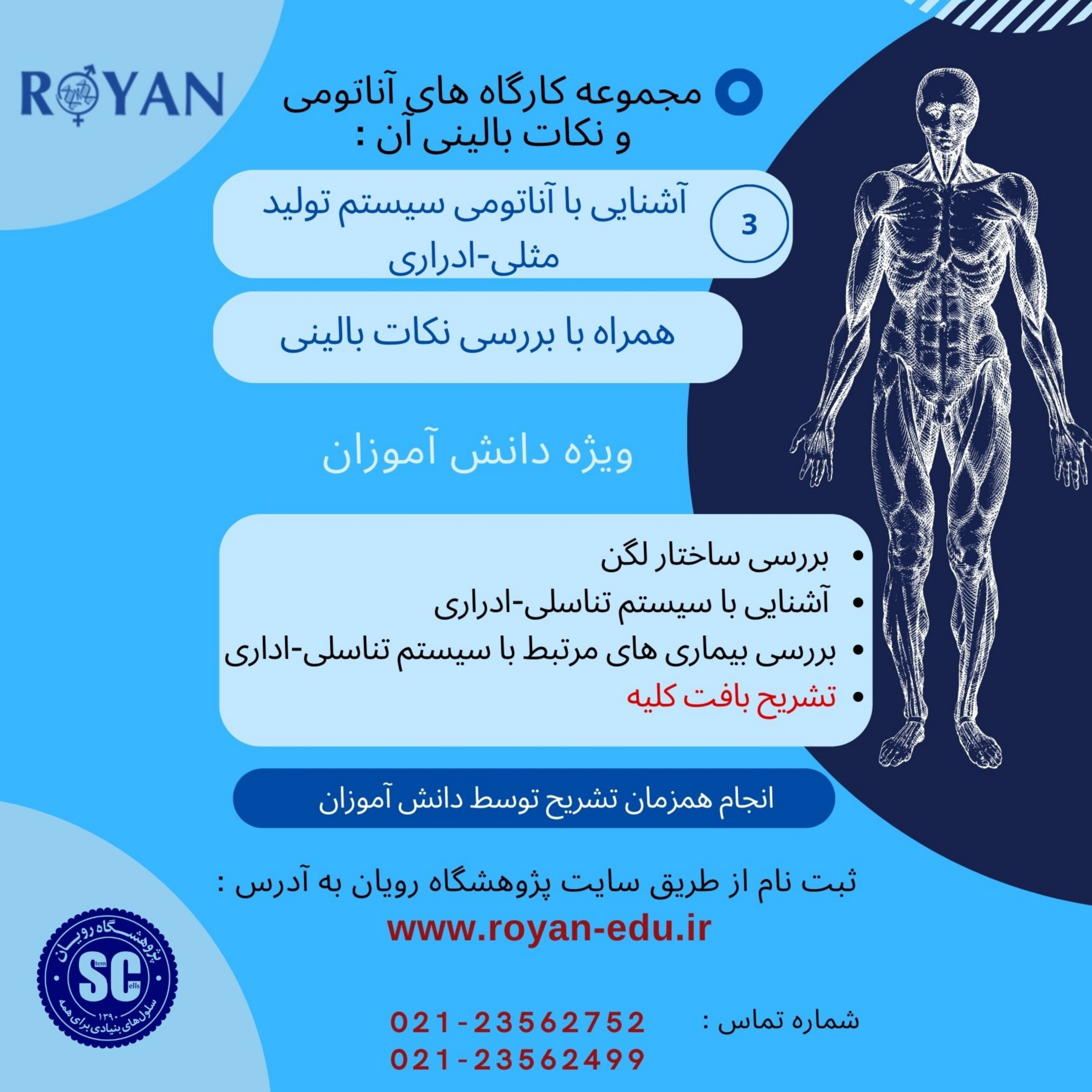 کارگاه آناتومی و علوم تشریح ( آشنایی با آناتومی سیستم تناسلی-ادراری )